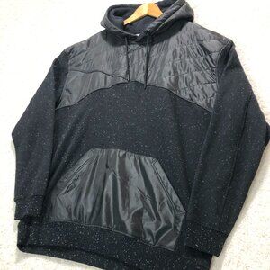 Quilted Hoodie Pullover Sweatshirt‎ Pouch Pocket Black Speckled Size 2XL